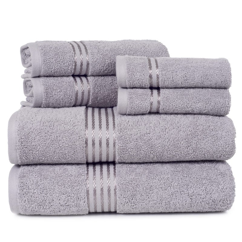 Lavish Home 6 Piece Bathroom Towels Set - 625GSM 100% Cotton Bathroom Essentials with 2 Absorbent Wash Cloths, 2 Hand Cloths, and 2 Bath Towel for Shower, Gym, Dorm and Spa (Gray) - Image 1